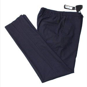 VERSACE Navy Blue Striped Wool Blend Elastic Waist Dress Pants 38x 36 (IT 54)
